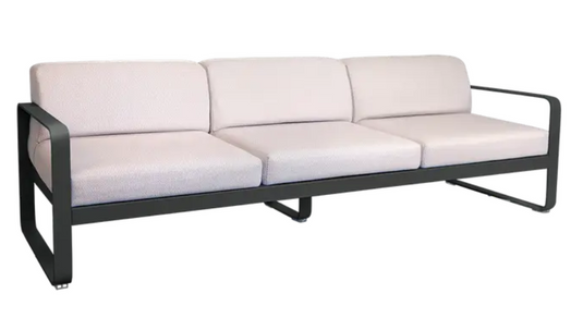 Antracite Pearl Fermob Bellevie 3-Seater outdoor sofa with metal frame, stylish and comfortable outdoor furniture for patio or garden.