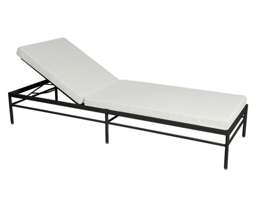 Antracite Pearl Fermob Rivage luxury metal sunlounger with a sleek, modern design and comfortable cushion for outdoor relaxation.