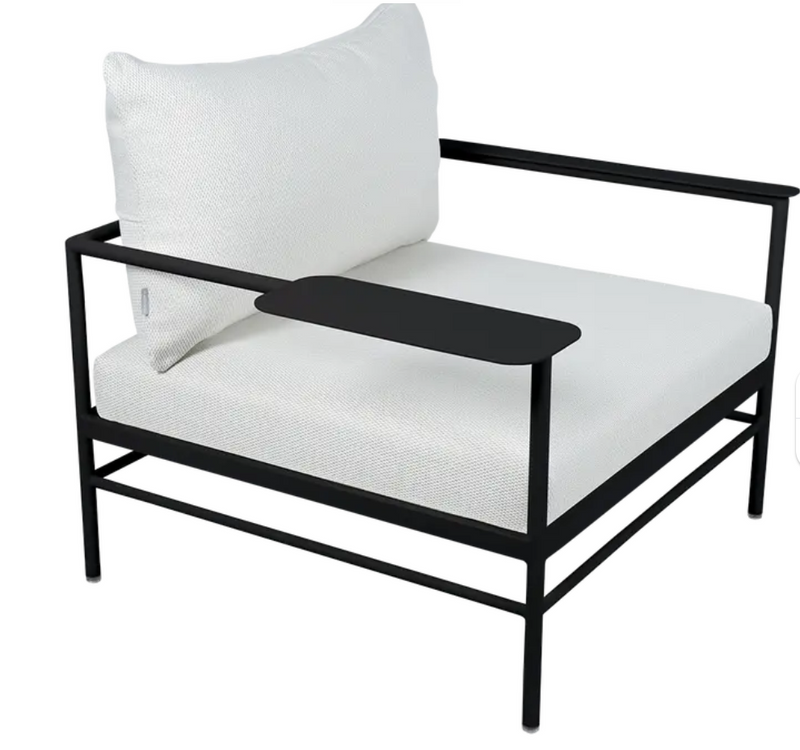 Load image into Gallery viewer, Fermob Rivage low armchair in antracite gray metal, outdoor garden furniture with a sleek, modern design.
