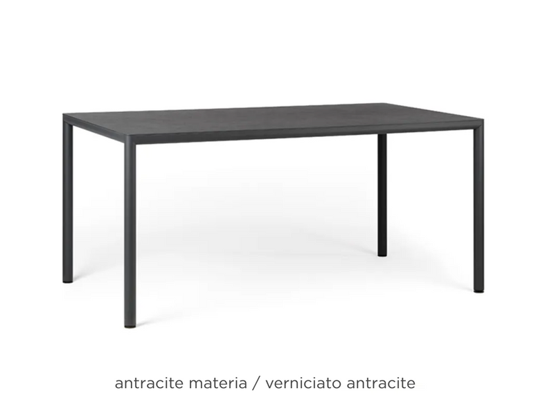Load image into Gallery viewer, Nardi Piave outdoor table in antracite color, 160x90 cm, with a sleek rectangular design for outdoor dining and gatherings.
