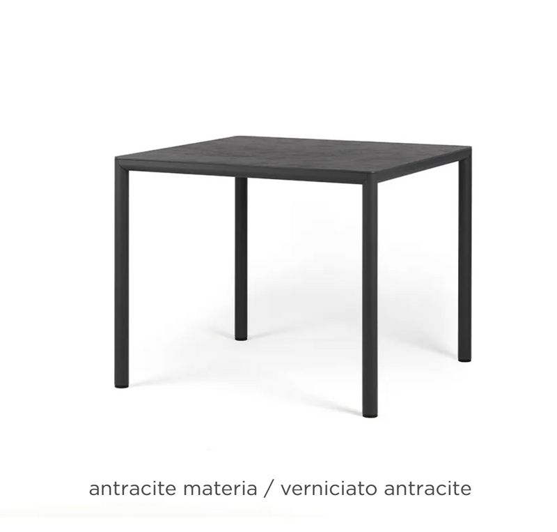 Load image into Gallery viewer, Antracite Piave 90 contract table by Nardi Oy, designed for restaurant furniture, featuring a sleek wooden surface and sturdy legs.
