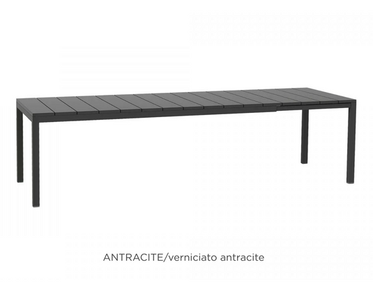 Nardi Rio 210 Extensible outdoor table with antracite finish, featuring a sleek, modern design and extendable surface.
