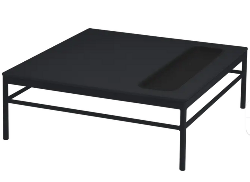 Load image into Gallery viewer, Fermob Rivage outdoor metal low table in antracite color, 85x85cm, with a sleek, modern design suitable for patio or garden.
