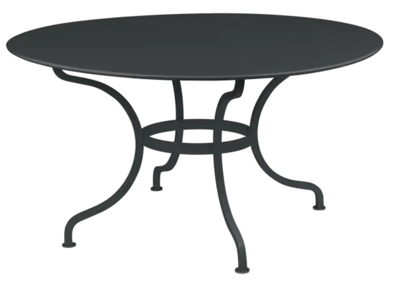 Load image into Gallery viewer, Fermob Romane round table with 137cm diameter in antracite color, designed for up to 8 guests, outdoor furniture.
