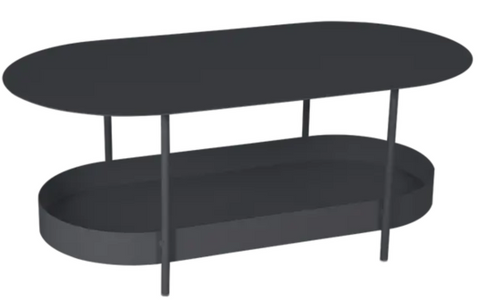 Antracite Fermob Salsa low table measuring 113x58cm with a sleek, modern design on a neutral background.