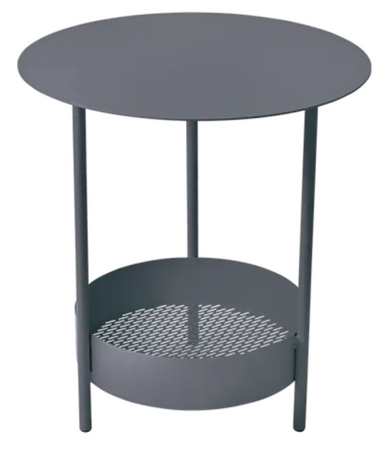 Antracite Fermob Salsa pedestal side table with a sleek round design, suitable for outdoor use.