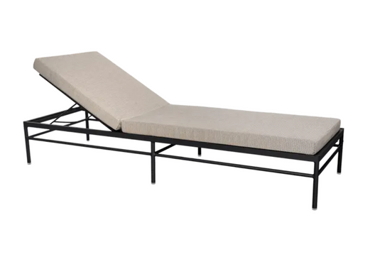Fermob Rivage luxury sunlounger with antracite straciatella metal frame, outdoor lounge furniture for relaxing in the sun