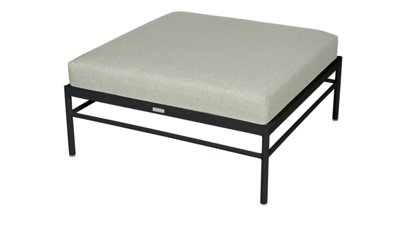 Load image into Gallery viewer, Fermob Rivage Ottoman outdoor furniture with an anthracite striated metal frame and plush cushion, ideal for outdoor lounge use.
