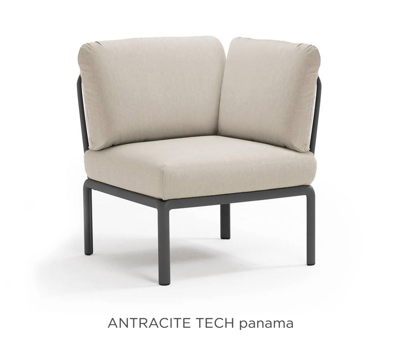 Load image into Gallery viewer, Nardi Komodo Corner Module outdoor sofa in anthracite with Sunbrella fabric, designed for modular outdoor seating.
