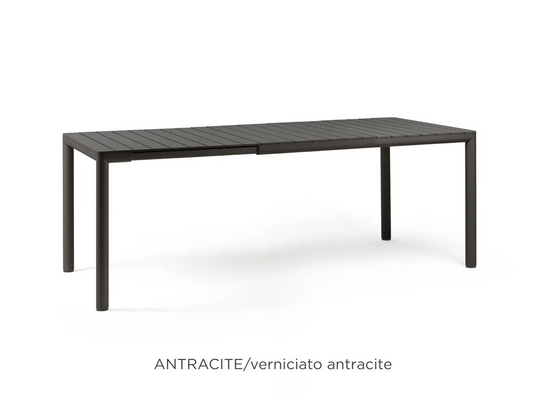 Nardi Tevere 147 extensible outdoor table by Custom Wood Designs, with a sleek antracite finish, suitable for outdoor dining.
