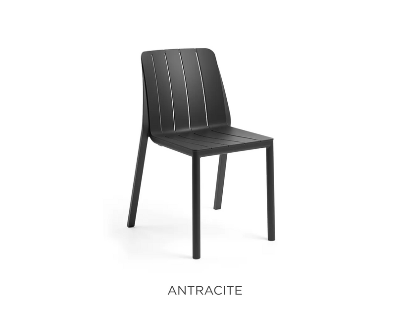 Load image into Gallery viewer, Antracite Nardi Tiberina Bistrot stackable outdoor chair with sleek design, suitable for patio or garden use.
