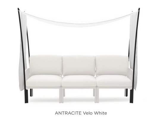 Antracite Komodo Ombra 3 sunshade attached to Nardi sofa accessories, providing stylish shade and outdoor comfort.