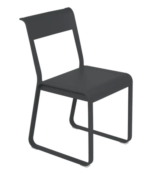 Antracite Fermob Bellevie V2 metal chair with a sleek modern design, suitable for outdoor seating.