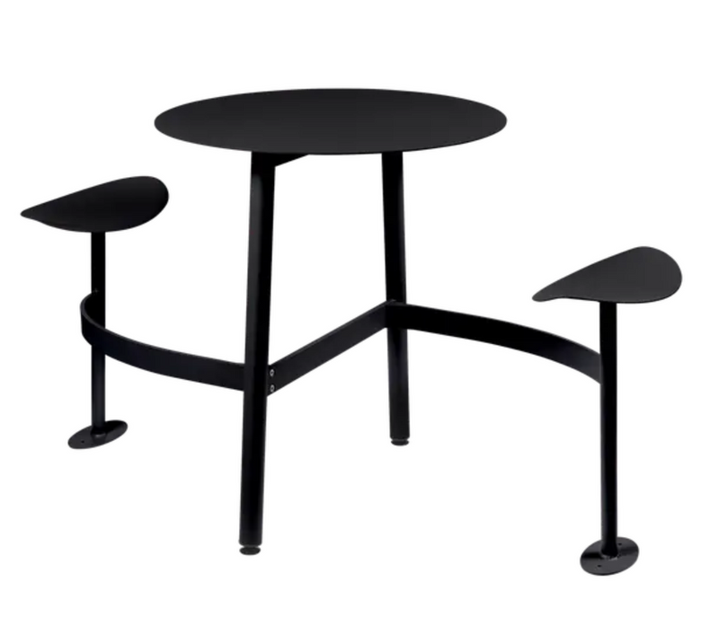 Load image into Gallery viewer, Fermob BOLDER 2-seater modular round outdoor table with integrated seating in anthracite metal, suitable for garden or patio.
