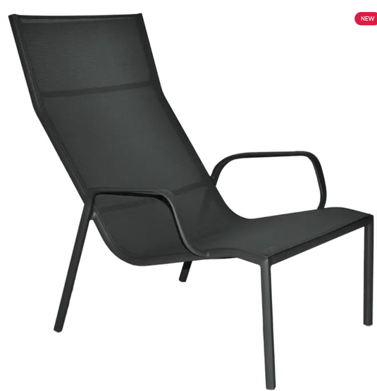 Fermob Cadiz lounge armchair in antracite color with a modern design, featuring a cushioned seat and stylish outdoor furniture style.