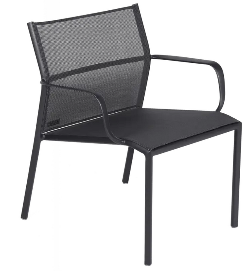 Load image into Gallery viewer, Antracite Fermob Cadiz Low Armchair outdoor aluminum with technical fabric, stylish and comfortable for outdoor seating.
