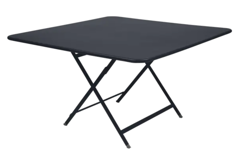Load image into Gallery viewer, Antracite Fermob Caractère foldable outdoor table, 128 x 128 cm, eight-seater, with a sleek design and sturdy construction.
