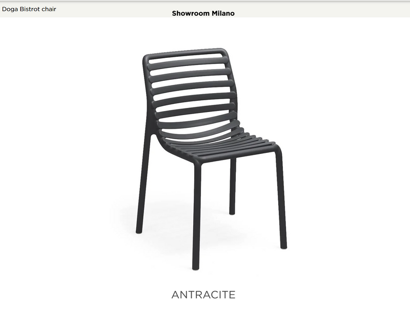 Load image into Gallery viewer, Antracite Nardi Doga Bistrot outdoor chair with modern design, featuring a sleek, durable plastic seat and metal legs.

