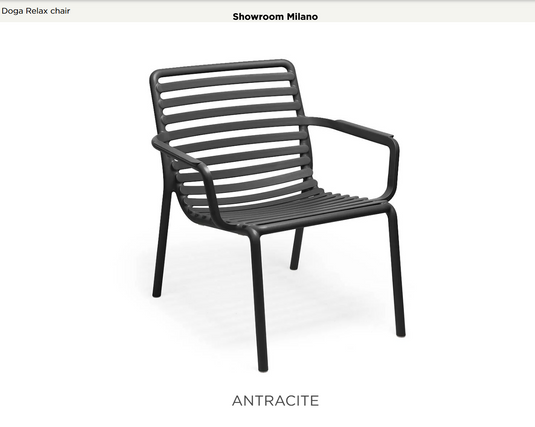Nardi Doga Relax outdoor chair in anthracite color, made of durable material, ideal for comfortable outdoor seating.