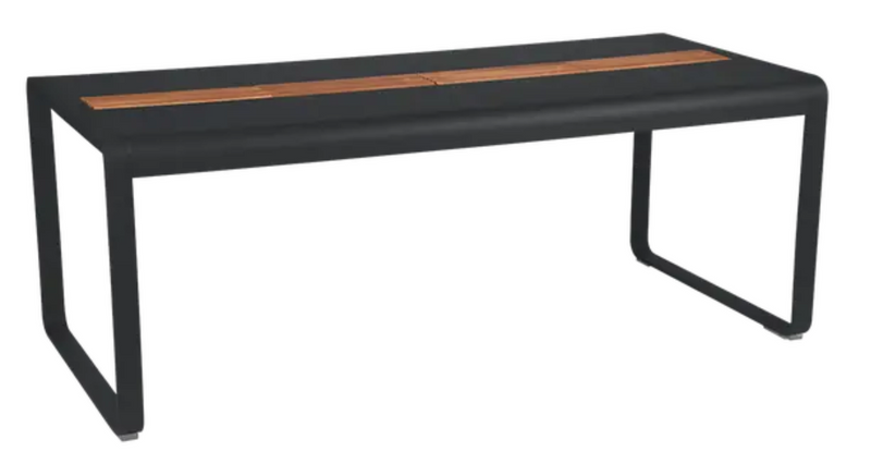 Load image into Gallery viewer, Fermob Bellevie outdoor dining table in wood and metal, 196x90cm, with storage, designed for eight seaters, in an anthracite finish.
