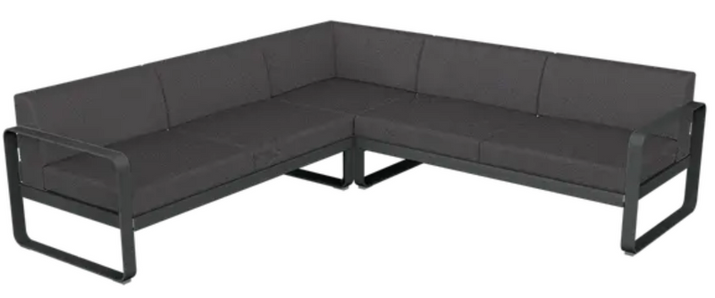 Load image into Gallery viewer, Fermob Bellevie Composition 2 outdoor lounge sofa set in antracite grey with modular seating and modern design.
