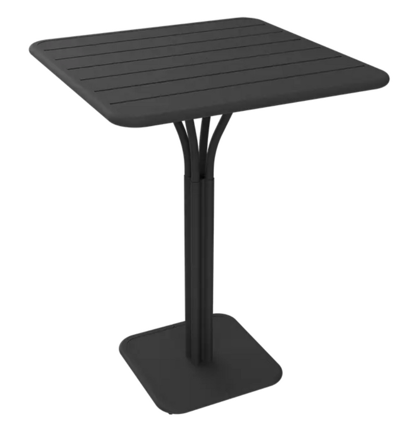 Load image into Gallery viewer, Luxembourg high pedestal metal table by Fermob with antracite finish, 80x80 cm, outdoor furniture for patio or garden.
