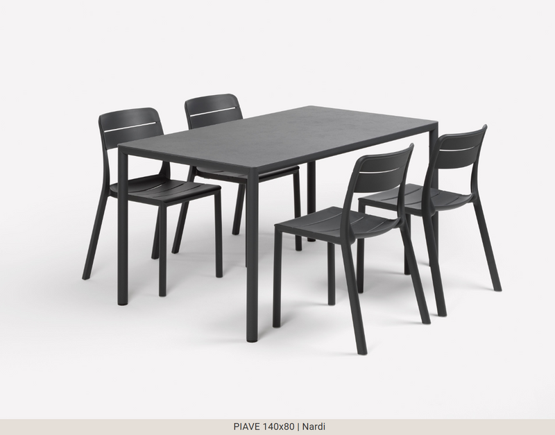 Load image into Gallery viewer, Nardi Piave 140x80 contract table in antracite finish, modern restaurant furniture with sturdy tabletop and sleek design.
