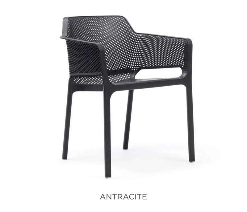 Load image into Gallery viewer, Antracite Nardi Net outdoor chair with a woven net design, suitable for patio and garden seating.
