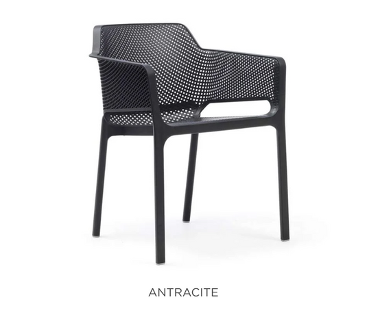 Antracite Nardi Net outdoor chair with woven design, lightweight frame, and modern style for patio or outdoor use.