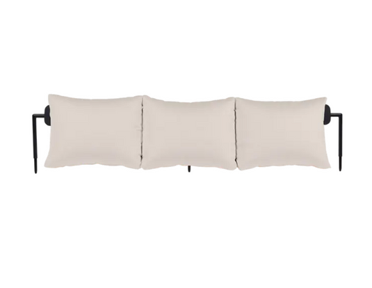 Fermob Rivage backrest conversion for sunlounger to bench in antracite and papyrus blue metal outdoor furniture.