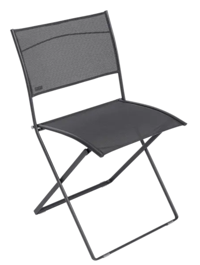 Load image into Gallery viewer, Fermob Plein Air folding chair in antracite color, lightweight outdoor furniture with a sleek, modern design.
