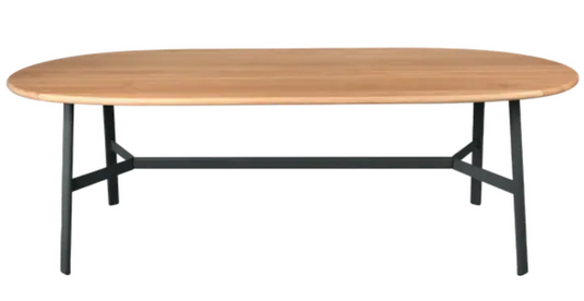Fermob SO'O Oval Oak Table, 220x95 cm, solid wood dining table with 8 seats, in antracite finish, modern design