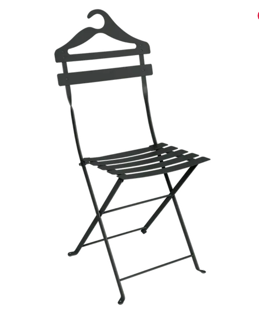Fermob Bistro Valet Chair, antracite folding metal chair, hanging design, suitable for outdoor or patio settings.