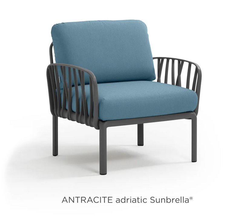 Load image into Gallery viewer, Antracite Nardi Komodo outdoor modular armchair by Custom Wood Designs, designed for outdoor sofa use, with sunbrella fabric.
