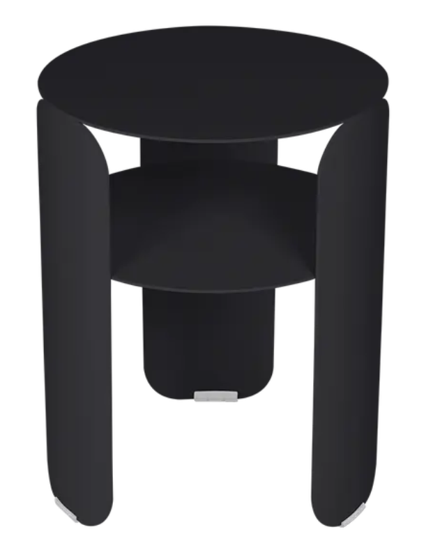 Load image into Gallery viewer, Fermob Bebop Side Table in anthracite with Ø35cm round metal design, outdoor offset table for patio or balcony.
