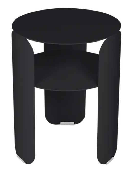 Fermob Bebop Side Table in anthracite with Ø35cm round metal design, outdoor offset table for patio or balcony.