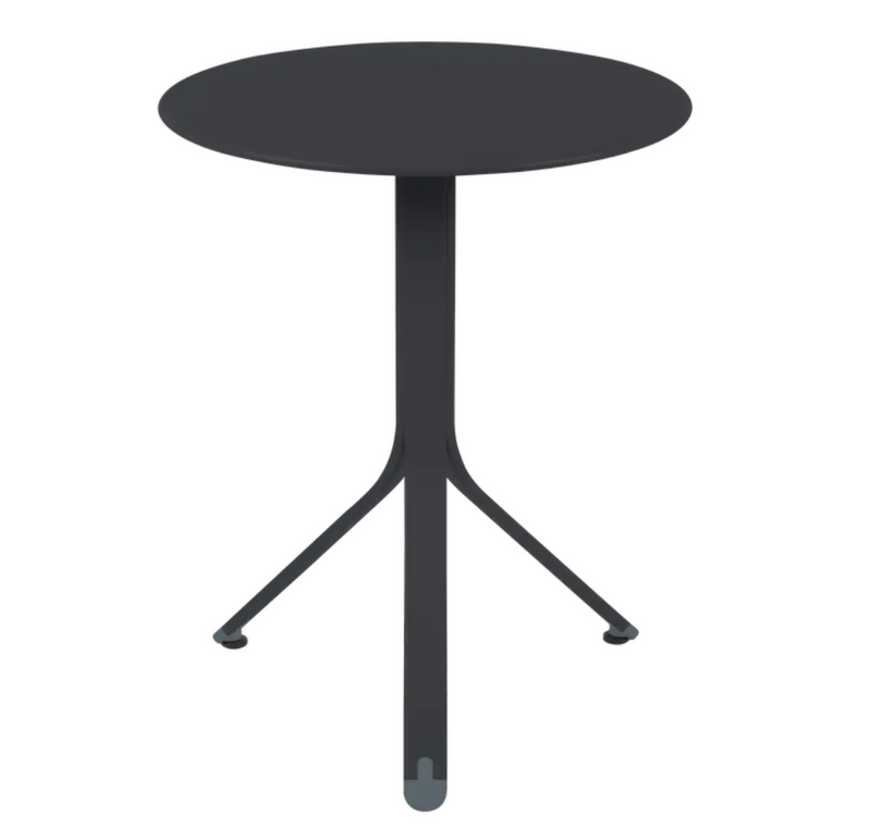 Load image into Gallery viewer, Fermob Rest'O Round Folding Table in anthracite metal, 60cm diameter, outdoor bistro table for patio or garden use.
