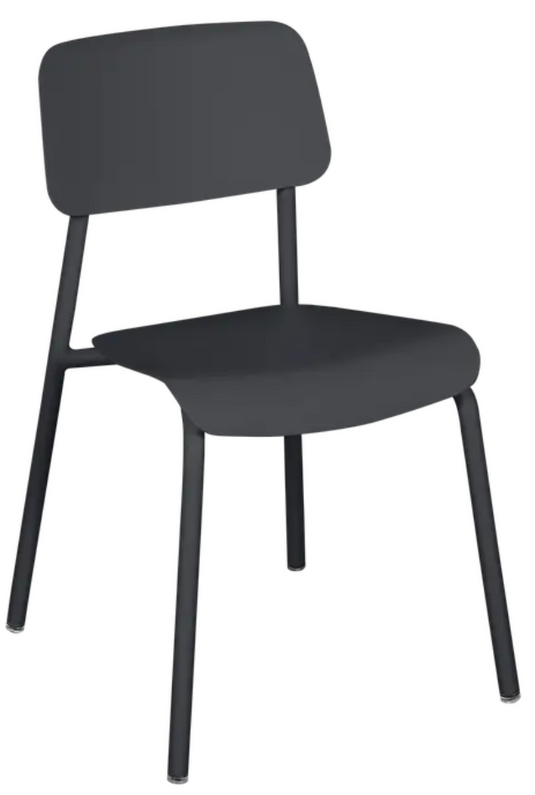 Fermob outdoor Studie chair with a sleek black finish, lightweight design, and modern style suitable for outdoor seating.