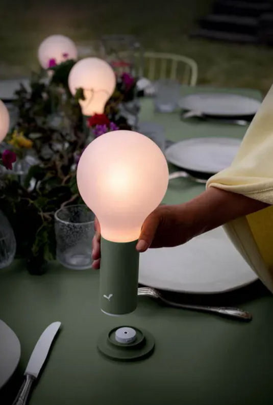 Fermob APLÔ Lamp H.24 with magnetic base, modern outdoor lighting fixture with sleek design and sturdy magnet for versatile use.
