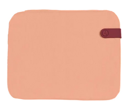 Apricot-colored Fermob outdoor bistro cushion measuring 38x30 cm, designed for Fermob foldable chairs.