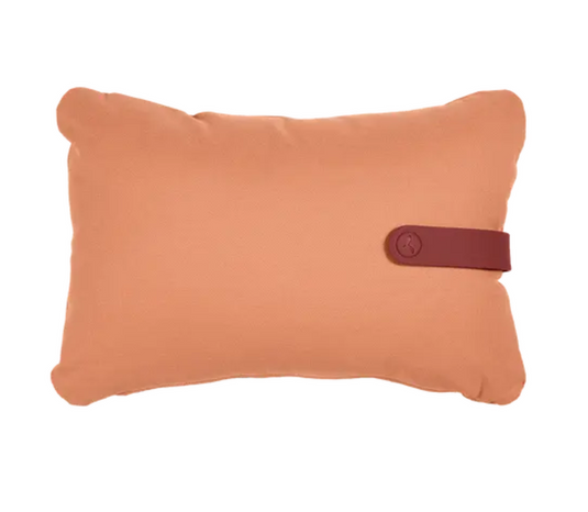 Apricot-colored Fermob outdoor cushion measuring 44 x 30 cm, featuring a vibrant color mix for comfortable outdoor seating.
