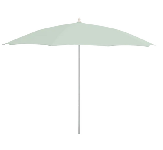 Aqua green aluminium parasol with a 250cm diameter, ideal for outdoor terraces, by Fermob.