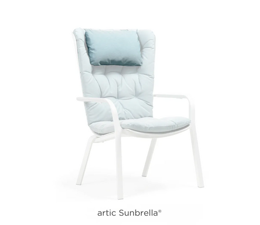 Nardi Folio Headrest Cushion in Arctic Sunbrella fabric, designed for outdoor folio chairs for comfortable support.