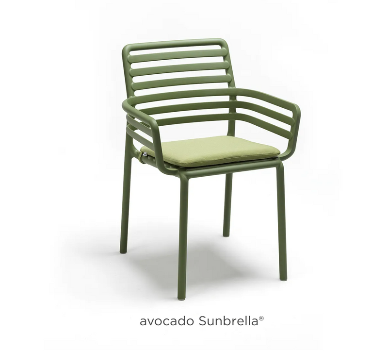 Load image into Gallery viewer, Avocado Sunbrella Nardi Doga armchair cushion with soft fabric and stylish design for outdoor seating comfort.
