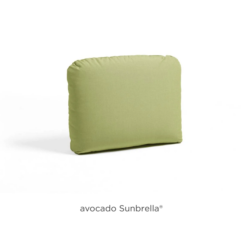 Load image into Gallery viewer, Outdoor corner back cushion by Nardi Komodo, made with avocado Sunbrella fabric, designed for custom wood outdoor furniture.
