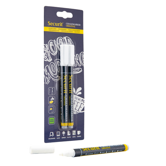 Securit Chalkmarkers - Blister - White 14x1x1,5cm - Pack of 12