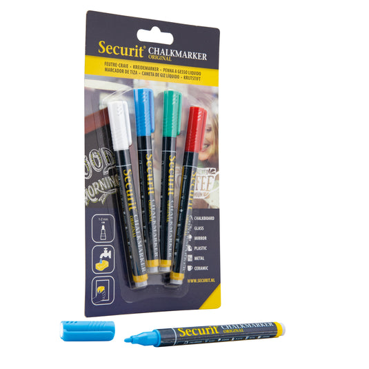 Securit Chalkmarkers - Blister - Assorted Colors 14x1x1,5cm - Pack of 12