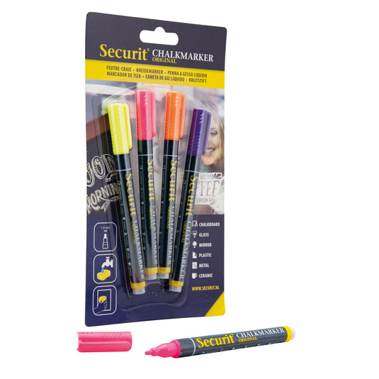 Securit Chalkmarkers - Blister - Assorted Tropical 14x1x1,5cm - Pack of 12