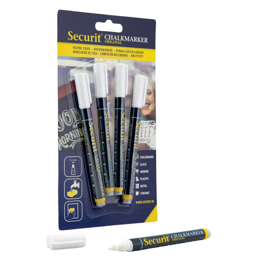 Securit Chalkmarkers - Blister - White 14x1x1,5cm - Pack of 12