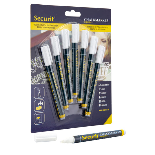 Securit Chalkmarkers - Blister - White 14x1x1,5cm - Pack of 12